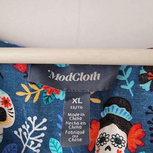 Modcloth Blue Skull Print Midi Dress - Picture 8 of 9